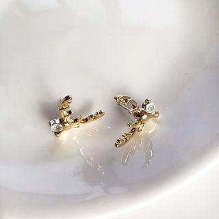 Alloy Deer Horn Earring 1 Pair - S925 Silver - Earring - One Size