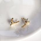 Alloy Deer Horn Earring 1 Pair - S925 Silver - Earring - One Size