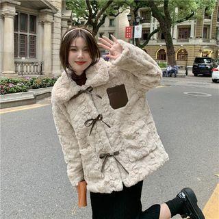 Bow Fluffy Jacket Almond - One Size