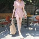 Notch Lapel Wide-leg Romper