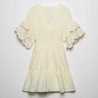 V-neck Tiered Mini A-line Dress