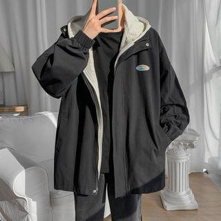 Logo Mock Two-piece Hooded Jacket