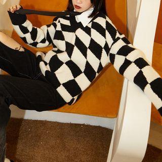 Irregular Check Sweater