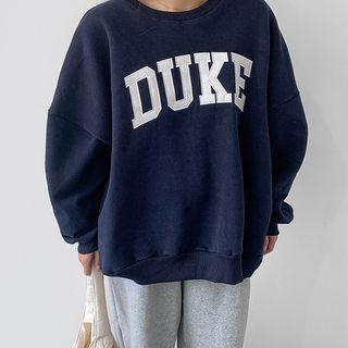 Letter Napped Oversized Sweatshirt