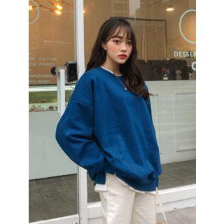 Crew-neck Oversized Fleece-lined Sweatshirt