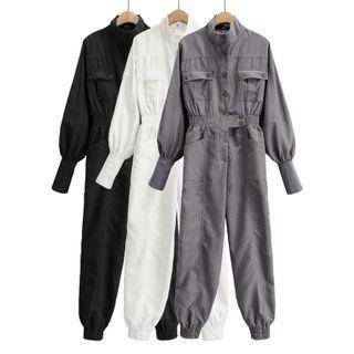 Puff-sleeve Cargo Jumpsuit