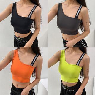 Asymmetric Lettering-strap Crop Vest