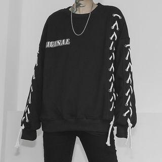 Lettering Printed Round-neck Long-sleeve Top