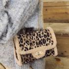 Leopard Print Velvet Crossbody Bag