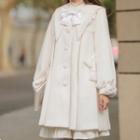 Wide-collar Bow Button Coat