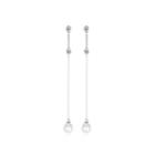 Simple Temperament Geometric Tassel Imitation Pearl Earrings With Cubic Zirconia Silver - One Size