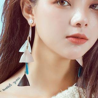Faux Pearl Triangle Dangle Earring 1 Pair - As Shown In Figure - One Size