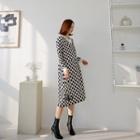 Lace-neck Heart Check Dress Black - One Size