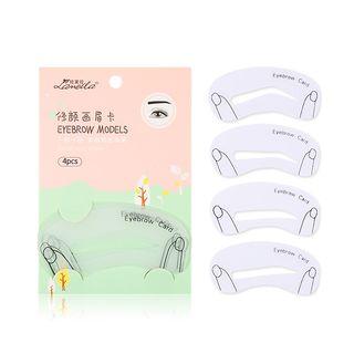 Set Of 4: Eyebrow Stencil (various Designs) 4 Type Of Shape - Transparent - One Size