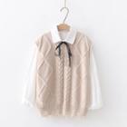Cable-knit Fringe Sweater Vest