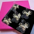 Set Of 5: Wedding Transparent Butterfly Hair Clip Gold - One Size