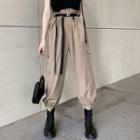 Spaghetti Strap Top / Short-sleeve Shirt / High-waist Cargo Shorts