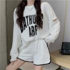 Long-sleeve Distressed Lettering T-shirt / Shorts / Set
