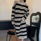 Striped Midi Sweater Dress Black & White - One Size