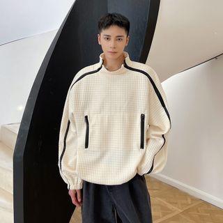 Multi-zip Mock Neck Sweatshirt
