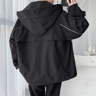 Piping Trim Hooded Zip Jacket