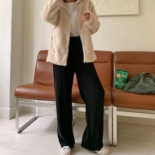 Drawstring Ribbed Straight-leg Pants
