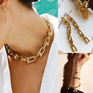 Alloy Chunky Chain Choker / Dangle Earring / Bracelet