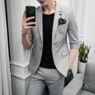 Set: Elbow Sleeve Slim Fit Blazer + Dress Pants