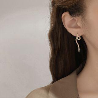 Alloy Rhinestone Curve Dangle Earring 1 Pair - Alloy Rhinestone Curve Dangle Earring - One Size