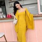 Sleeveless Slit Midi Knit Dress / Cape