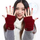 Buttoned Knit Fingerless Gloves