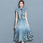 Short-sleeve Chiffon A-line Cheongsam