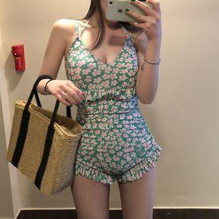 Spaghetti-strap Floral Swimsuit