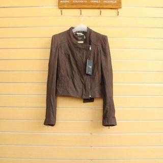 Genuine-leather Zip Cropped Jacket