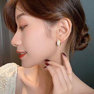 Cat Eye Stone Drop Earring 1 Pair - Silver Stud - Gold - One Size