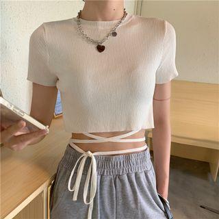 Round-neck Cross Strap Short-sleeve Top