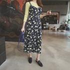 Buttoned Floral Long Jumper Dress