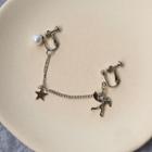 Faux Pearl Alloy Angel Chained Earring 1 Piece - Clip On Earring - One Size