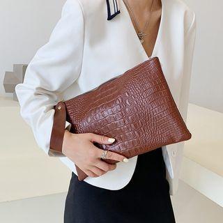 Plain Crocodile Grain Clutch