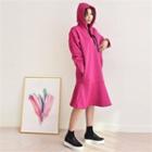 Hooded Brushed Fleece Lined Ruffle-hem Dress