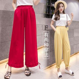 Tie-cuff Wide Leg Pants