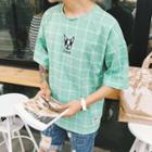 Elbow-sleeve Check T-shirt
