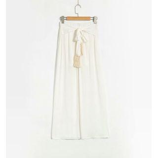 Tie-waist Tassel Wide-leg Pants
