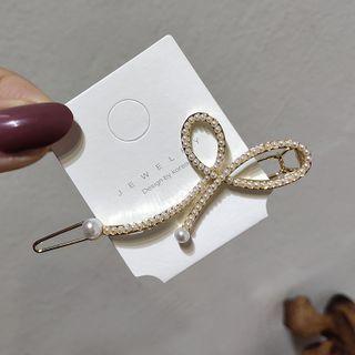 Faux Pearl Hair Clip Bow - One Size