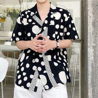 Short-sleeve Dotted Double-breasted Shirt