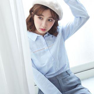 Lace Panel Frilled Trim Blouse
