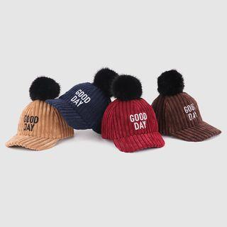 Lettering Bobble Corduroy Baseball Cap