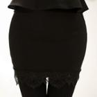 Cutaway-back Lace-hem Skirt