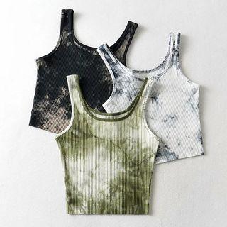 Tie Dye Scoop Hem Crop Tank Top