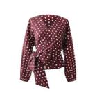 Long-sleeve Lace-up Dotted Top